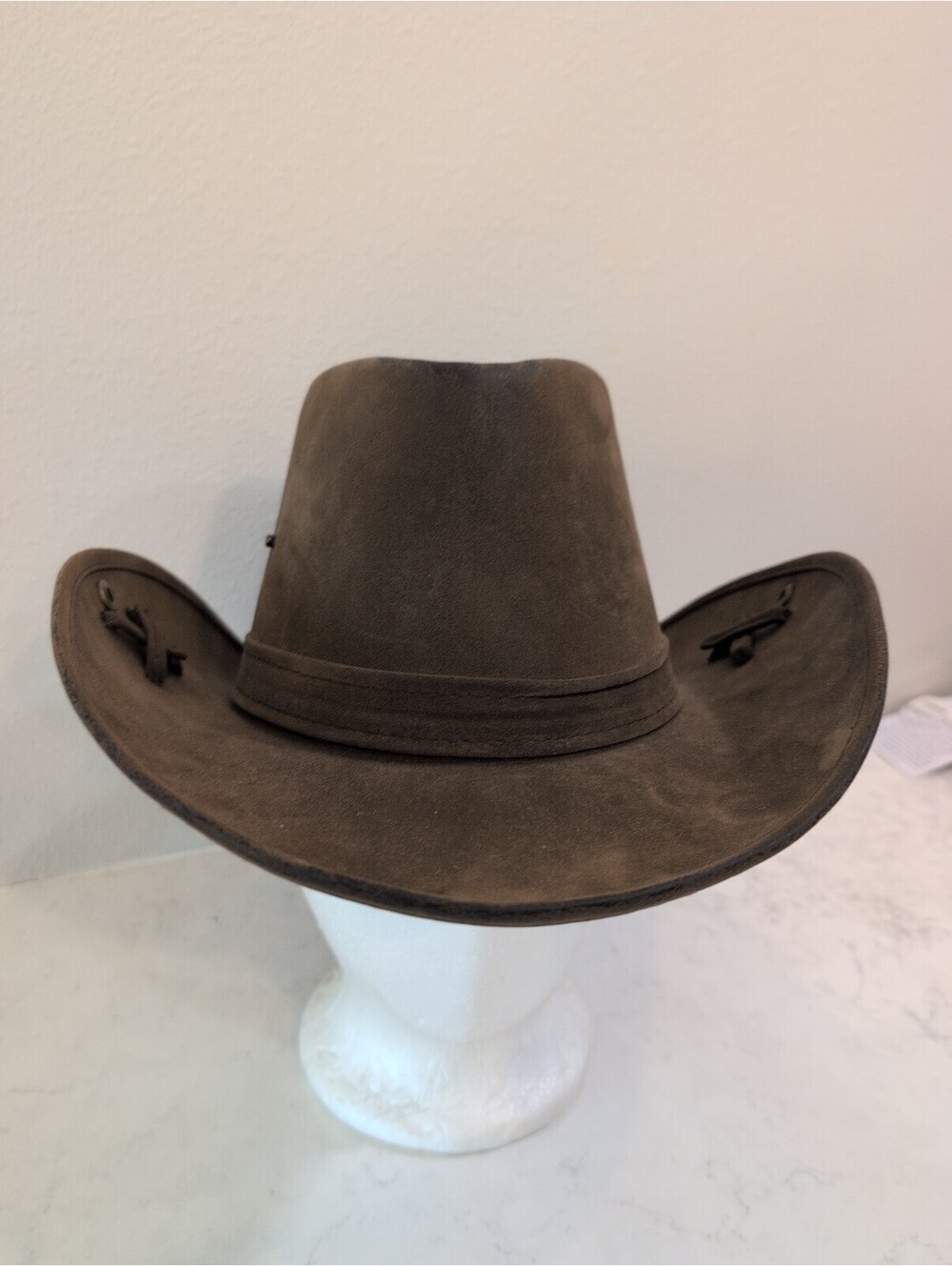 SUEDE Leather COWBOY HAT With Snapper Sides BROWN Western Aussie